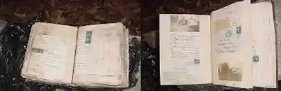 Contaminated book before and after restoration