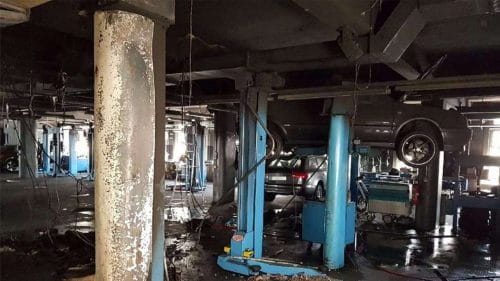 INENDIO IN UN’AUTOFFICINA