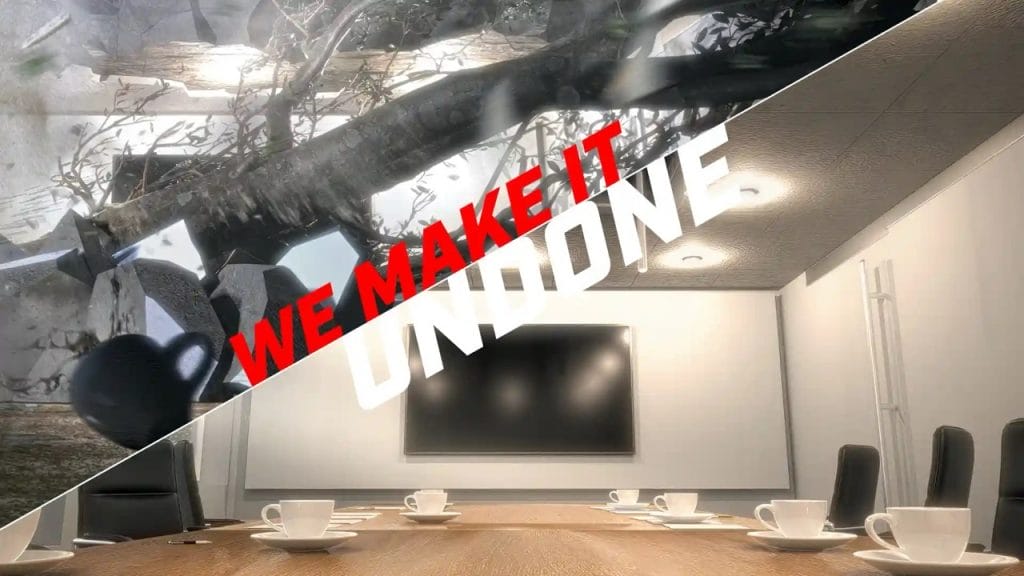Image avant et après de We Make It Undone montrant une salle de réunion
