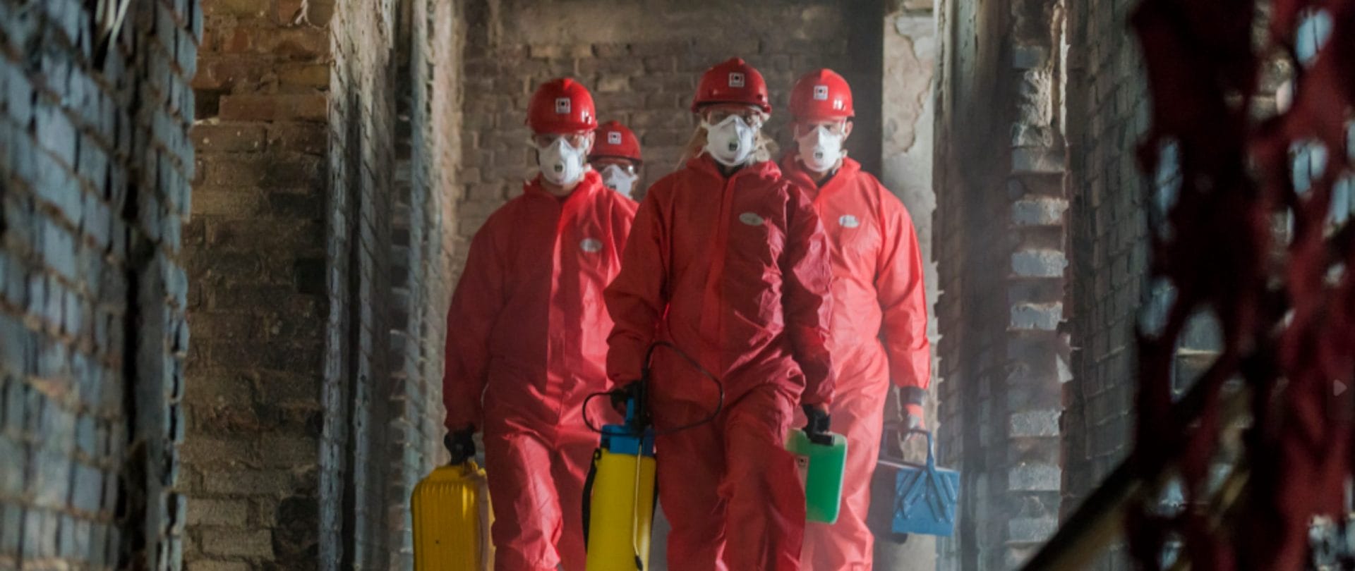 A group of BELFOR technicians walking
