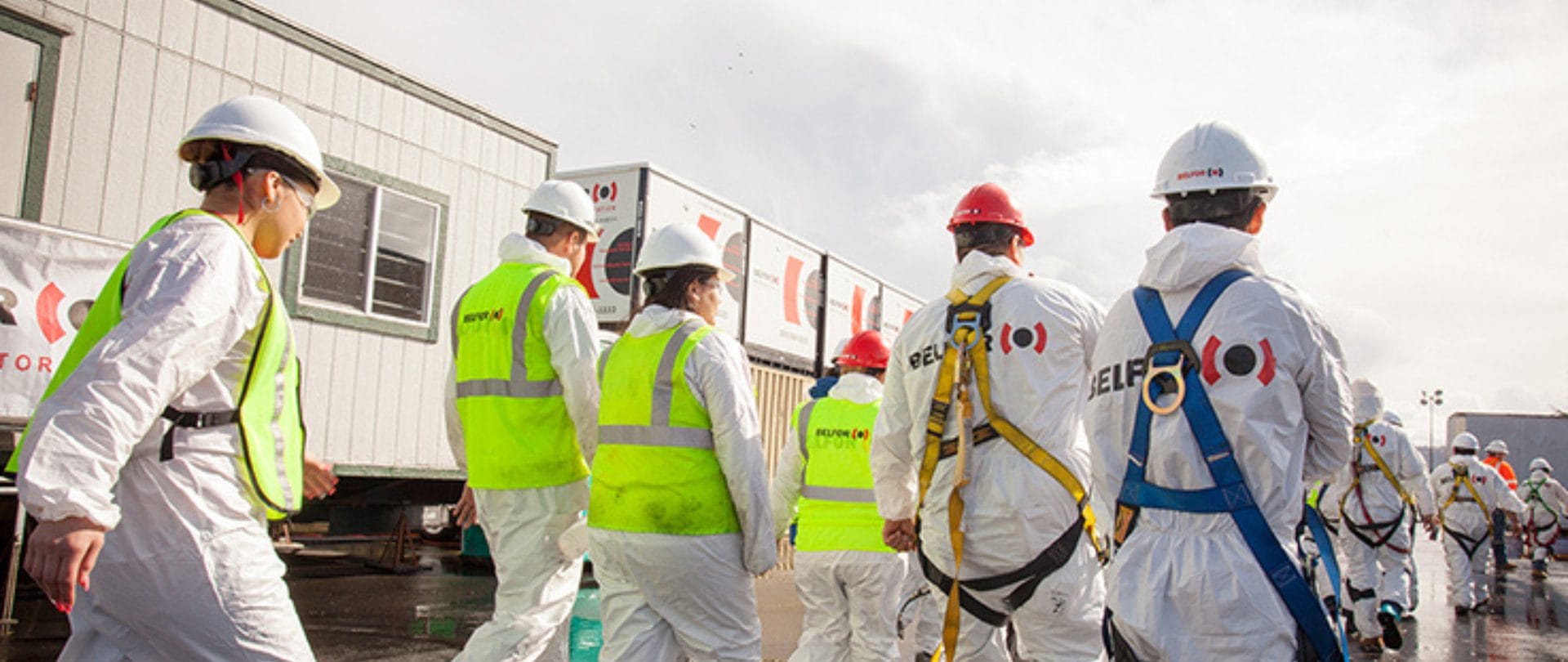 A group of BELFOR technicians walking