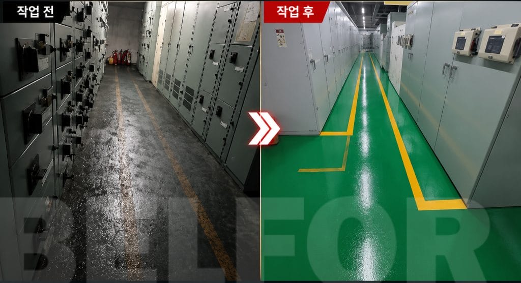 금호석유화학 공장 전기실 화재 복구 전후 모습 - 벨포코리아(BELFOR Korea)의 산업시설 화재 복구 사례
