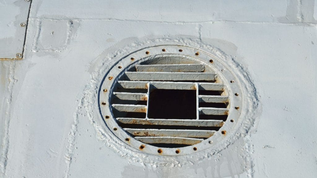 Ventilation hatch on the ship used for air circulation.