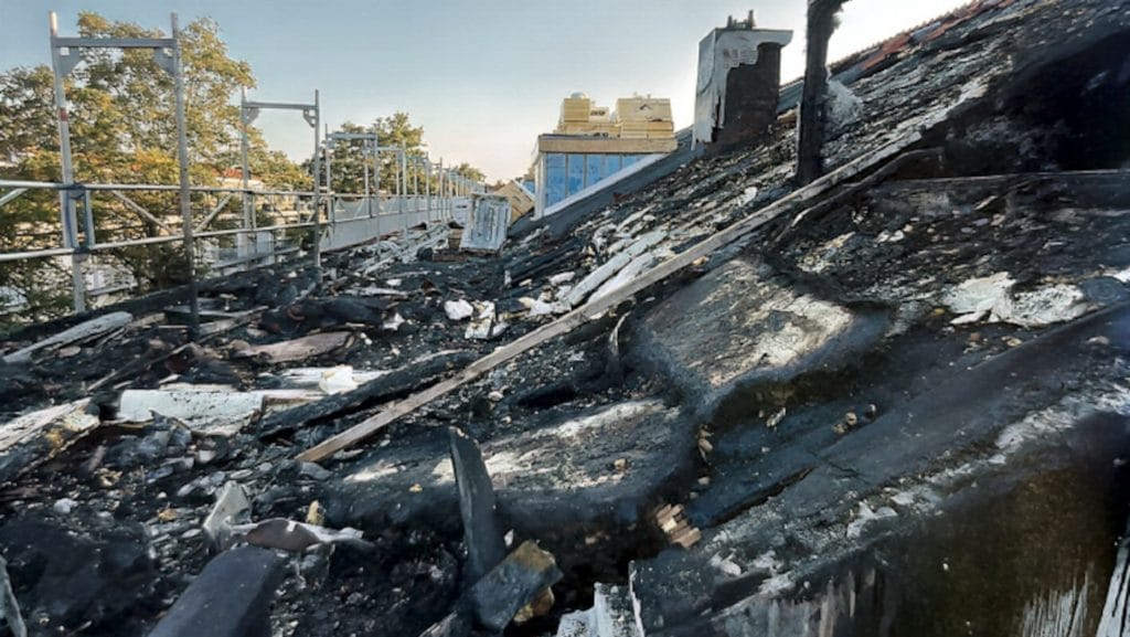 Dakconstructie na een brand