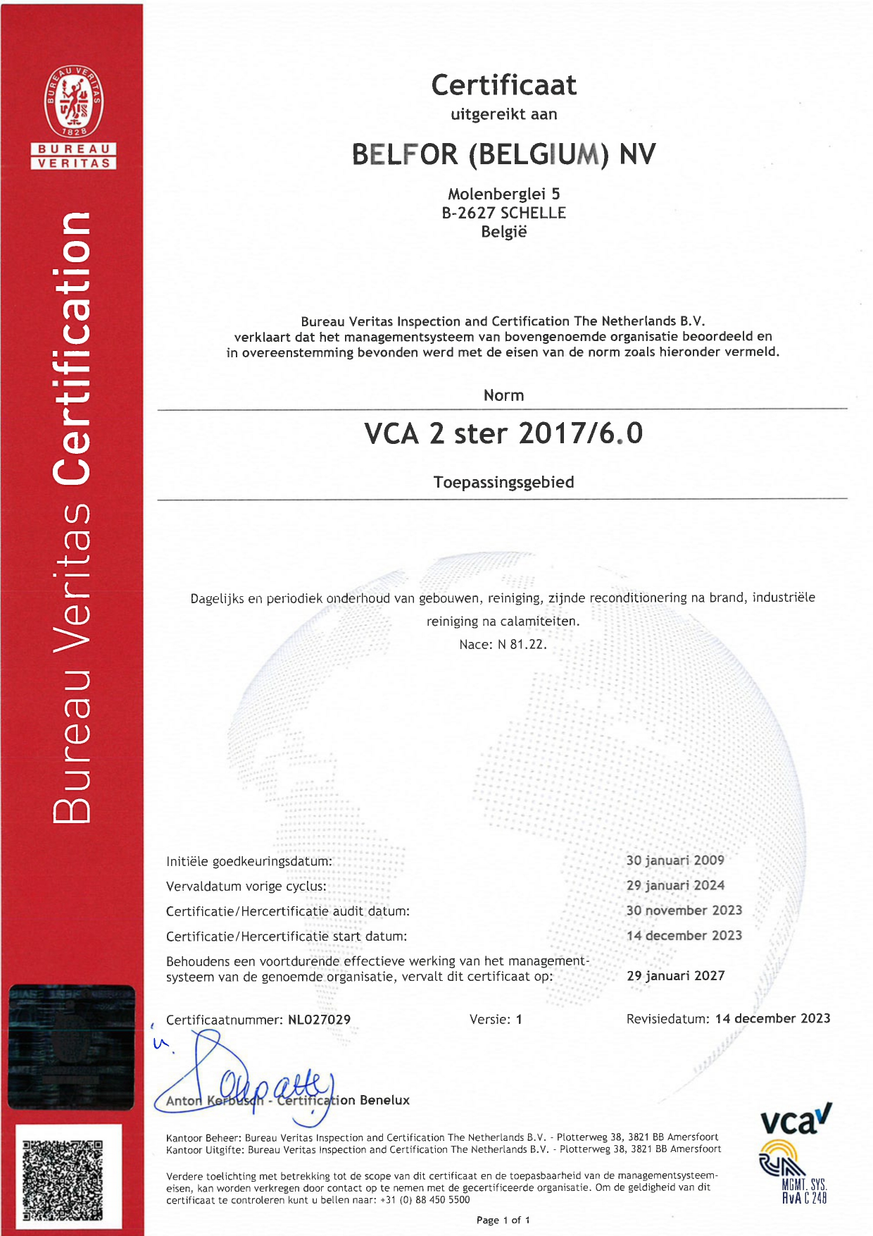 Certificat VCA 2 étoiles 2017/6.0