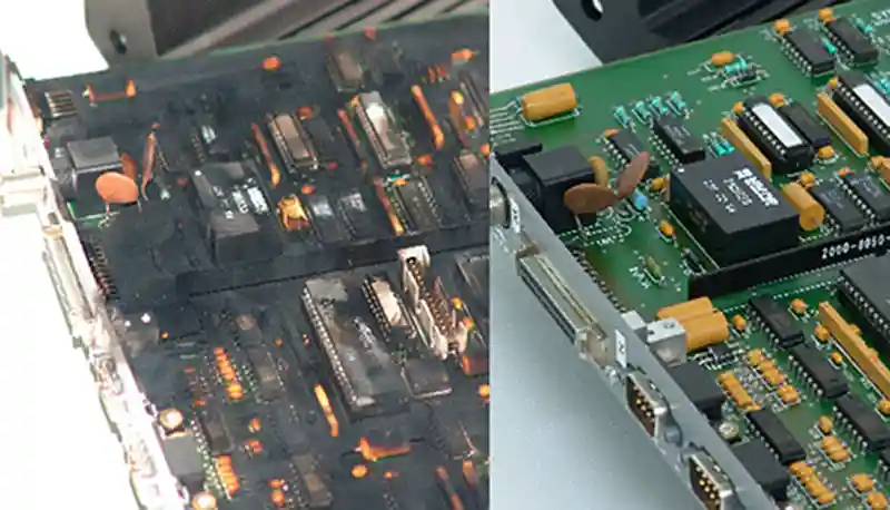 before and after circuit board restoration
