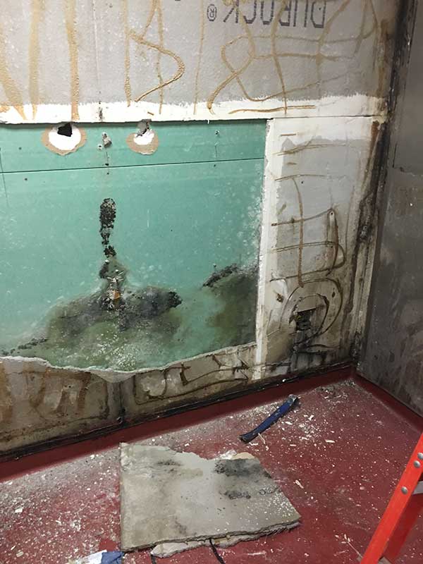 Water and mold damage in California casino kitchen