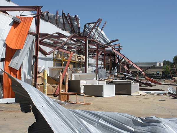 Ferguson showroom damage after tornado