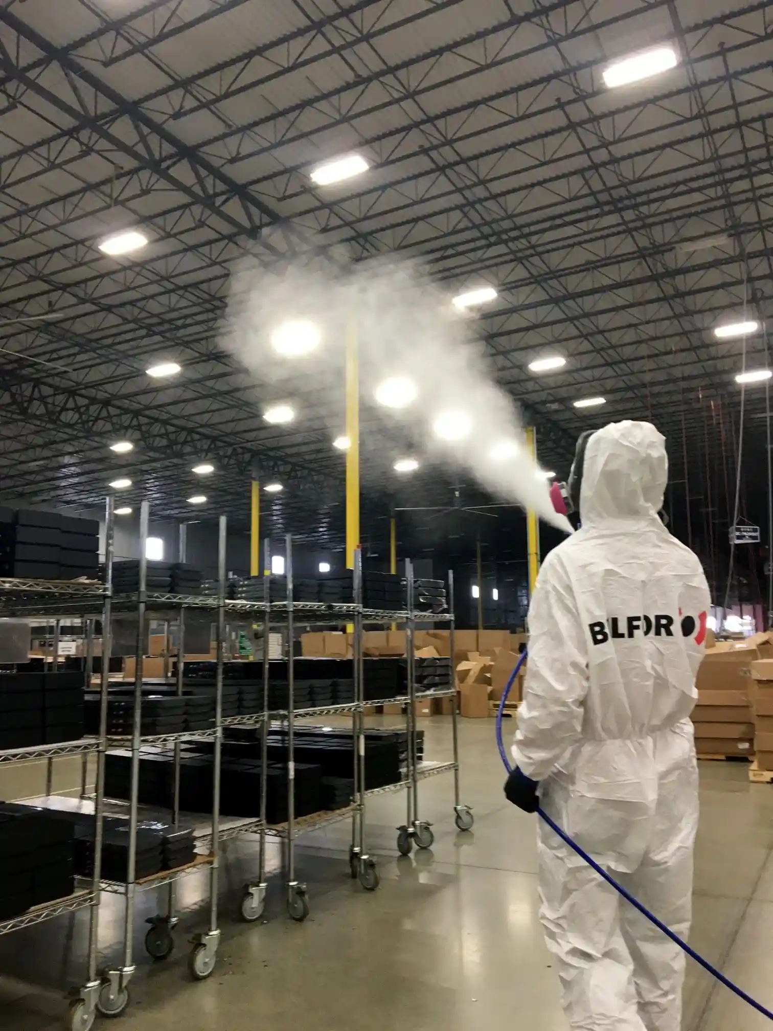 BELFOR technician fogging to kill coronavirus