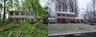 Residential storm damage before and after restoration