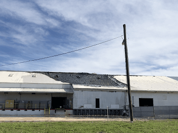  Waco Boom Manufacturing Facility roof after fire damage