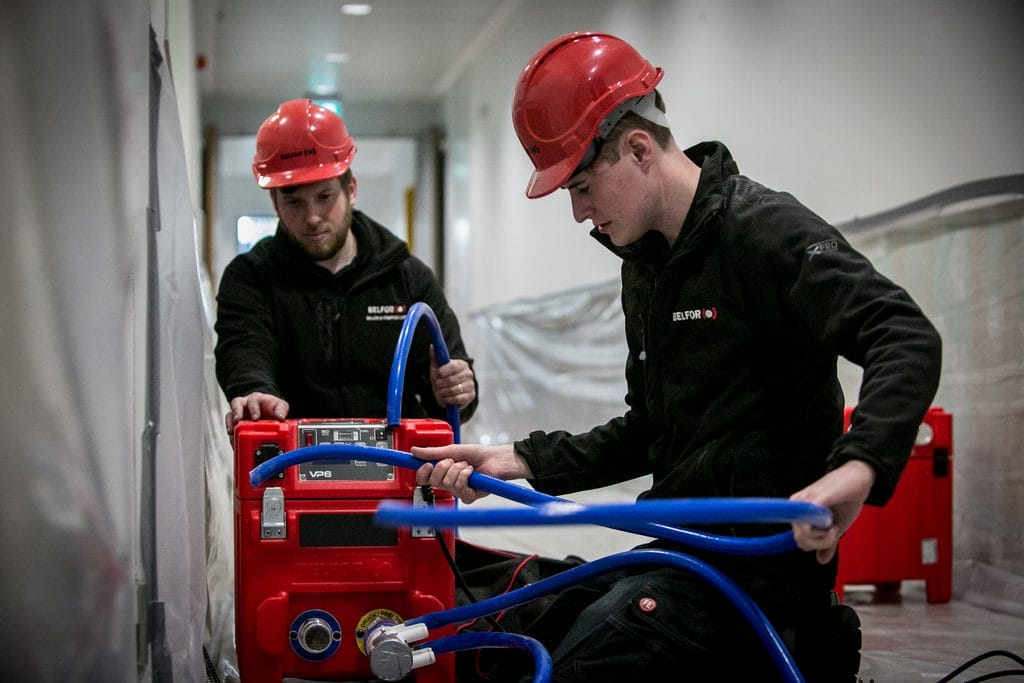 BELFOR Crew are Using Specialized Equipment for Water Damage Restoration