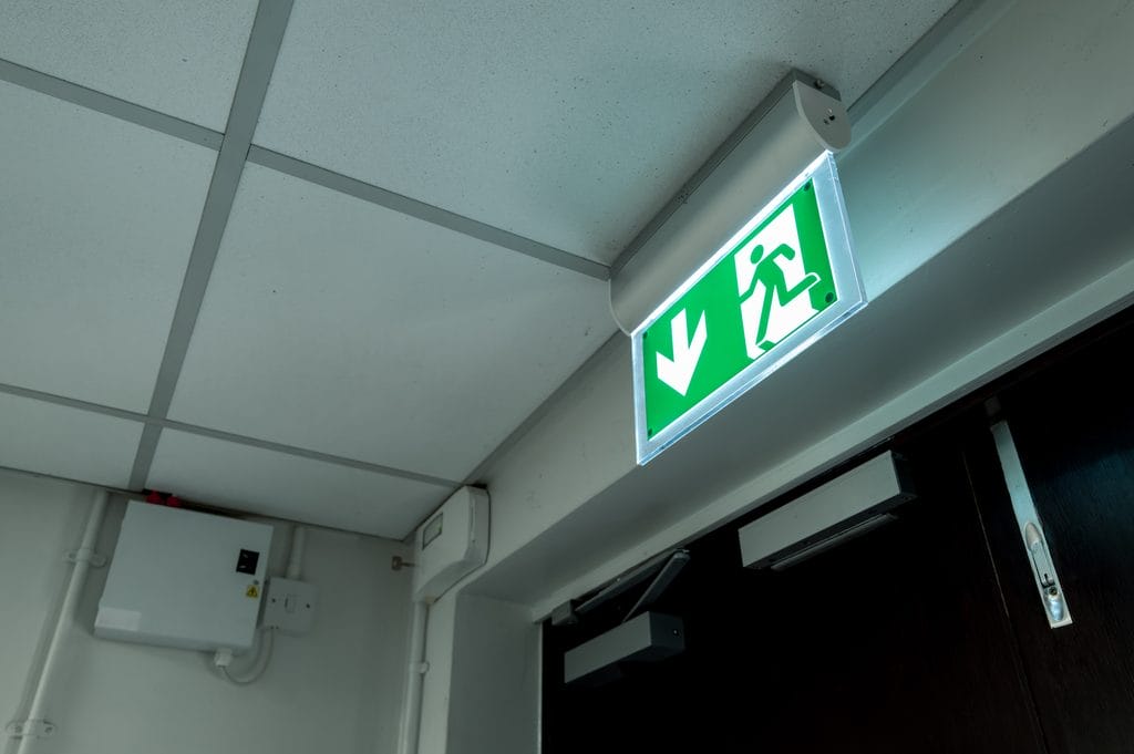 Emergency Exit sign above door