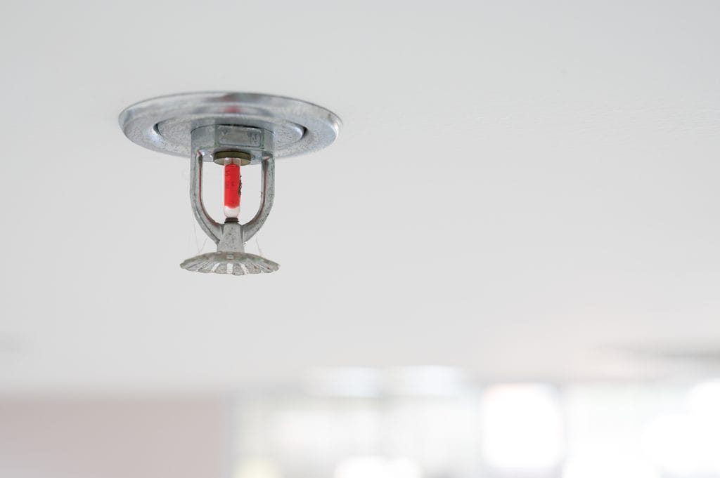 Water sprinkler in ceiling